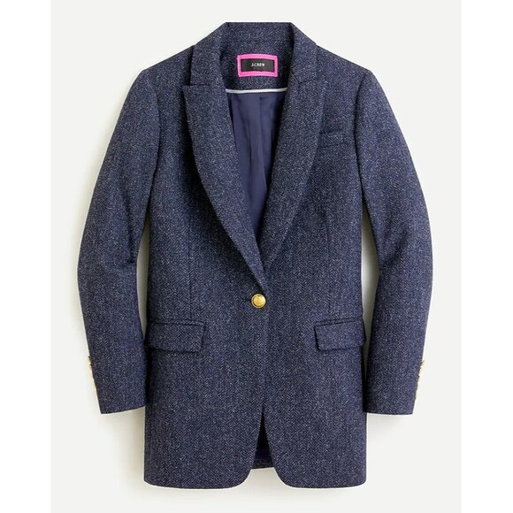 J. Crew Long Parke Wool Blazer Womens 2 Navy Professional Office Career Preppy - Picture 1 of 16